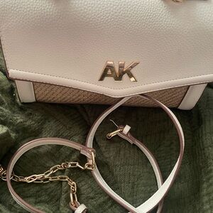 Anne Klein Cream and Tan Crossbody Bag with Gold Hardware
